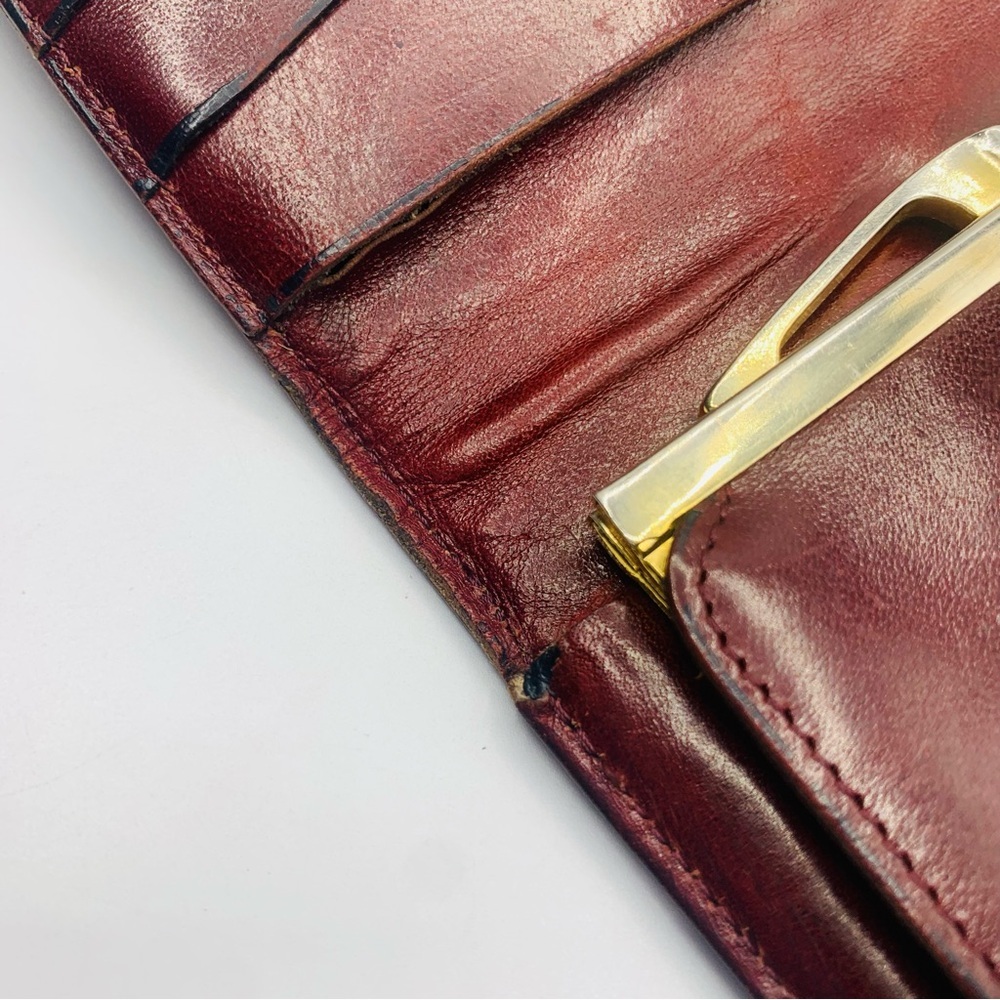 Vintage Burgundy Leather Wallet with Gold Horsebit Detail – Equestrian Style - Picture 8 of 16